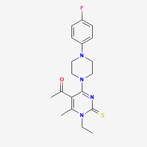 1-[1-Ethyl-4-[4-(4-fluorophenyl)-1-piperazinyl]-6-methyl-2-sulfanylidene-5-pyrimidinyl]ethanone