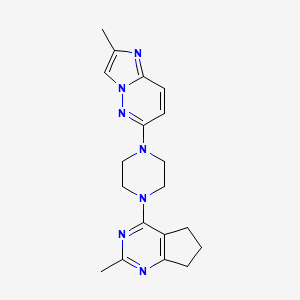 molecular formula C19H23N7 B12245951 1-{2-methyl-5H,6H,7H-cyclopenta[d]pyrimidin-4-yl}-4-{2-methylimidazo[1,2-b]pyridazin-6-yl}piperazine 