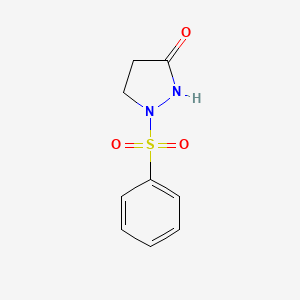 molecular formula C9H10N2O3S B1224598 1-(phenylsulfonyl)tetrahydro-3H-pyrazol-3-one CAS No. 477850-49-0