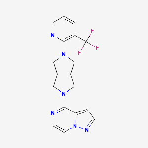 molecular formula C18H17F3N6 B12246002 2-(5-{Pyrazolo[1,5-a]pyrazin-4-yl}-octahydropyrrolo[3,4-c]pyrrol-2-yl)-3-(trifluoromethyl)pyridine 