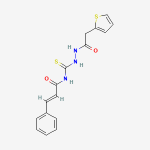 molecular formula C16H15N3O2S2 B1224602 3-Phenyl-N-[N'-(2-thiophen-2-yl-acetyl)-hydrazinocarbothioyl]-acrylamide 