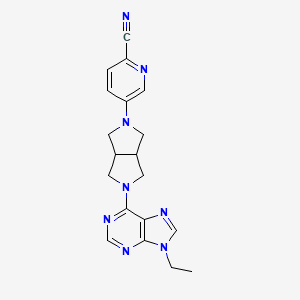 molecular formula C19H20N8 B12246027 5-[5-(9-ethyl-9H-purin-6-yl)-octahydropyrrolo[3,4-c]pyrrol-2-yl]pyridine-2-carbonitrile 