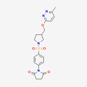 1-{4-[(3-{[(6-Methylpyridazin-3-yl)oxy]methyl}pyrrolidin-1-yl)sulfonyl]phenyl}pyrrolidine-2,5-dione