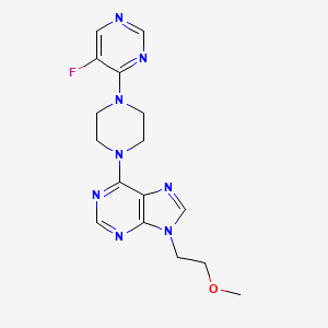 molecular formula C16H19FN8O B12246205 6-[4-(5-fluoropyrimidin-4-yl)piperazin-1-yl]-9-(2-methoxyethyl)-9H-purine 