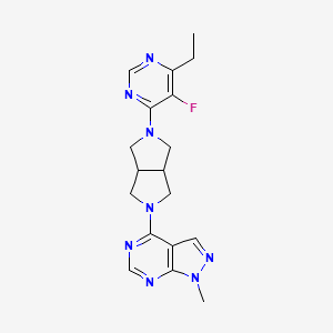 molecular formula C18H21FN8 B12246208 4-ethyl-5-fluoro-6-(5-{1-methyl-1H-pyrazolo[3,4-d]pyrimidin-4-yl}-octahydropyrrolo[3,4-c]pyrrol-2-yl)pyrimidine 