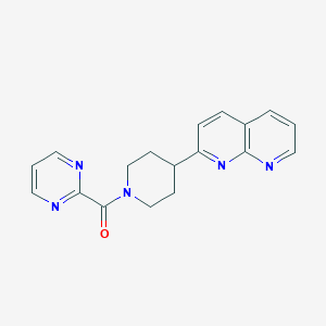 molecular formula C18H17N5O B12246239 2-[1-(Pyrimidine-2-carbonyl)piperidin-4-yl]-1,8-naphthyridine 