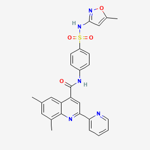 molecular formula C27H23N5O4S B1224624 6,8-二甲基-N-[4-[(5-甲基-3-异恶唑基)磺酰基]苯基]-2-(2-吡啶基)-4-喹啉甲酰胺 
