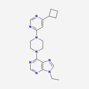 molecular formula C19H24N8 B12246285 6-[4-(6-cyclobutylpyrimidin-4-yl)piperazin-1-yl]-9-ethyl-9H-purine 