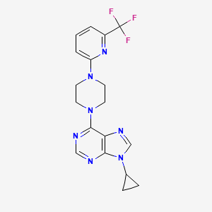 molecular formula C18H18F3N7 B12246339 9-cyclopropyl-6-{4-[6-(trifluoromethyl)pyridin-2-yl]piperazin-1-yl}-9H-purine 