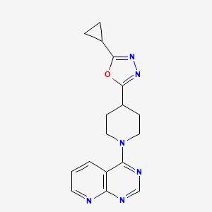 molecular formula C17H18N6O B12246341 4-(5-Cyclopropyl-1,3,4-oxadiazol-2-yl)-1-{pyrido[2,3-d]pyrimidin-4-yl}piperidine 