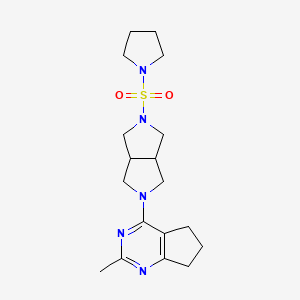 molecular formula C18H27N5O2S B12246352 1-[(5-{2-methyl-5H,6H,7H-cyclopenta[d]pyrimidin-4-yl}-octahydropyrrolo[3,4-c]pyrrol-2-yl)sulfonyl]pyrrolidine 