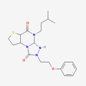 8-(3-Methylbutyl)-11-(2-phenoxyethyl)-5-thia-1,8,10,11-tetraazatricyclo[7.3.0.0^{2,6}]dodeca-2(6),3,9-triene-7,12-dione