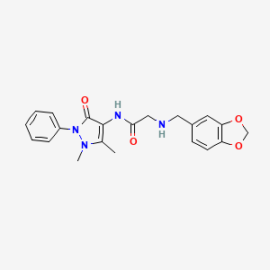 molecular formula C21H22N4O4 B1224643 2-(1,3-benzodioxol-5-ylmethylamino)-N-(1,5-dimethyl-3-oxo-2-phenyl-4-pyrazolyl)acetamide 