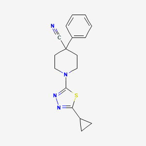 molecular formula C17H18N4S B12246439 1-(5-Cyclopropyl-1,3,4-thiadiazol-2-yl)-4-phenylpiperidine-4-carbonitrile 