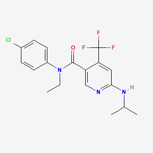 molecular formula C18H19ClF3N3O B1224646 N-(4-chlorophenyl)-N-ethyl-6-(propan-2-ylamino)-4-(trifluoromethyl)-3-pyridinecarboxamide 