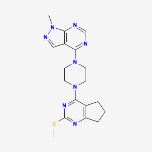 1-{1-methyl-1H-pyrazolo[3,4-d]pyrimidin-4-yl}-4-[2-(methylsulfanyl)-5H,6H,7H-cyclopenta[d]pyrimidin-4-yl]piperazine