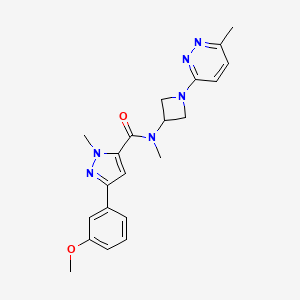 molecular formula C21H24N6O2 B12246542 3-(3-methoxyphenyl)-N,1-dimethyl-N-[1-(6-methylpyridazin-3-yl)azetidin-3-yl]-1H-pyrazole-5-carboxamide 