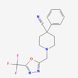 4-Phenyl-1-{[5-(trifluoromethyl)-1,3,4-oxadiazol-2-yl]methyl}piperidine-4-carbonitrile