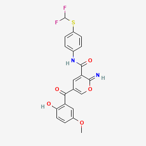 molecular formula C21H16F2N2O5S B1224662 N-[4-(二氟甲硫基)苯基]-5-[(2-羟基-5-甲氧基苯基)-氧代甲基]-2-亚氨基-3-吡喃甲酰胺 