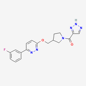 molecular formula C18H17FN6O2 B12246629 3-(3-fluorophenyl)-6-{[1-(2H-1,2,3-triazole-4-carbonyl)pyrrolidin-3-yl]methoxy}pyridazine 