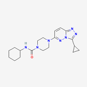 molecular formula C19H27N7O B12246639 N-cyclohexyl-4-{3-cyclopropyl-[1,2,4]triazolo[4,3-b]pyridazin-6-yl}piperazine-1-carboxamide 