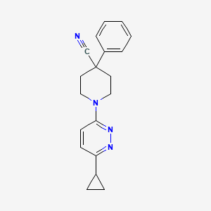 1-(6-Cyclopropylpyridazin-3-yl)-4-phenylpiperidine-4-carbonitrile