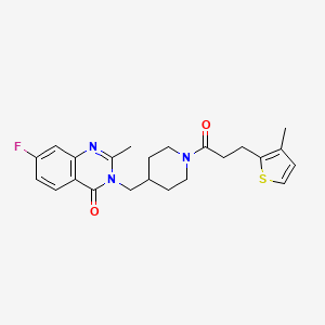 7-Fluoro-2-methyl-3-({1-[3-(3-methylthiophen-2-yl)propanoyl]piperidin-4-yl}methyl)-3,4-dihydroquinazolin-4-one