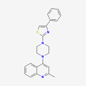 molecular formula C23H22N4S B1224673 2-[4-(2-Methyl-4-quinolinyl)-1-piperazinyl]-4-phenylthiazole 