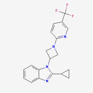 molecular formula C19H17F3N4 B12246746 2-cyclopropyl-1-{1-[5-(trifluoromethyl)pyridin-2-yl]azetidin-3-yl}-1H-1,3-benzodiazole 