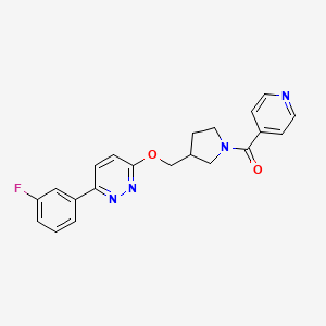 molecular formula C21H19FN4O2 B12246751 3-(3-Fluorophenyl)-6-{[1-(pyridine-4-carbonyl)pyrrolidin-3-yl]methoxy}pyridazine 