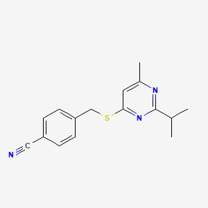 molecular formula C16H17N3S B12246756 4-({[6-Methyl-2-(propan-2-yl)pyrimidin-4-yl]sulfanyl}methyl)benzonitrile 