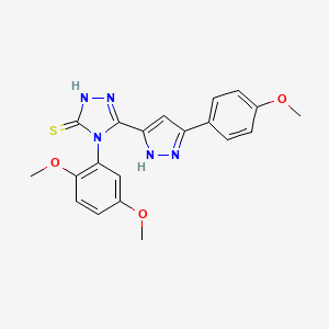 molecular formula C20H19N5O3S B1224676 4-(2,5-dimethoxyphenyl)-3-[3-(4-methoxyphenyl)-1H-pyrazol-5-yl]-1H-1,2,4-triazole-5-thione 