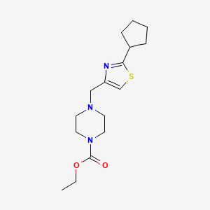 Ethyl 4-[(2-cyclopentyl-1,3-thiazol-4-yl)methyl]piperazine-1-carboxylate