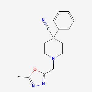 1-[(5-Methyl-1,3,4-oxadiazol-2-yl)methyl]-4-phenylpiperidine-4-carbonitrile