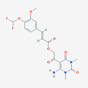 molecular formula C19H19F2N3O7 B1224679 [2-(4-氨基-1,3-二甲基-2,6-二氧嘧啶-5-基)-2-氧代乙基] (E)-3-[4-(二氟甲氧基)-3-甲氧基苯基]丙-2-烯酸酯 