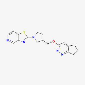 3-({5H,6H,7H-cyclopenta[c]pyridazin-3-yloxy}methyl)-1-{[1,3]thiazolo[4,5-c]pyridin-2-yl}pyrrolidine