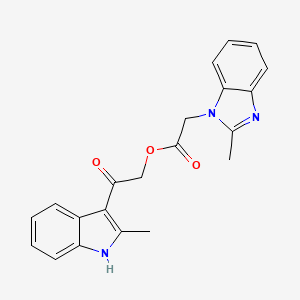 molecular formula C21H19N3O3 B1224684 2-(2-甲基-1-苯并咪唑基)乙酸[2-(2-甲基-1H-吲哚-3-基)-2-氧代乙基]酯 
