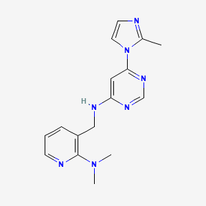 molecular formula C16H19N7 B12246903 N-{[2-(dimethylamino)pyridin-3-yl]methyl}-6-(2-methyl-1H-imidazol-1-yl)pyrimidin-4-amine 