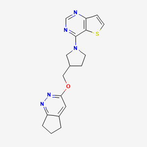 3-({5H,6H,7H-cyclopenta[c]pyridazin-3-yloxy}methyl)-1-{thieno[3,2-d]pyrimidin-4-yl}pyrrolidine