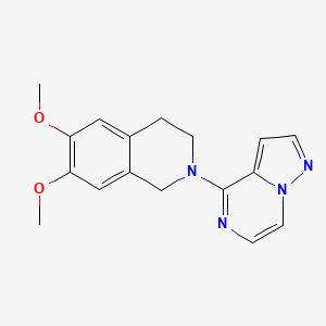 molecular formula C17H18N4O2 B12247018 6,7-Dimethoxy-2-{pyrazolo[1,5-a]pyrazin-4-yl}-1,2,3,4-tetrahydroisoquinoline 