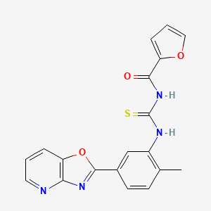 molecular formula C19H14N4O3S B1224702 N-[[2-methyl-5-(2-oxazolo[4,5-b]pyridinyl)anilino]-sulfanylidenemethyl]-2-furancarboxamide 