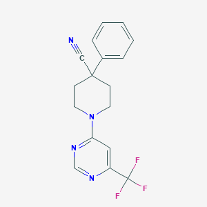 4-Phenyl-1-[6-(trifluoromethyl)pyrimidin-4-yl]piperidine-4-carbonitrile