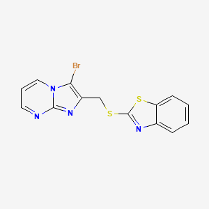 molecular formula C14H9BrN4S2 B1224704 2-[(3-溴-2-咪唑并[1,2-a]嘧啶基)甲硫基]-1,3-苯并噻唑 