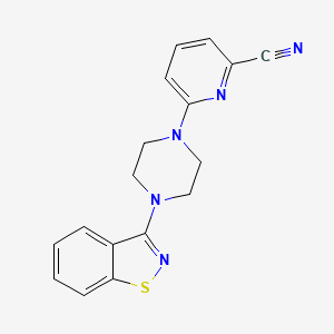 molecular formula C17H15N5S B12247088 6-[4-(1,2-Benzothiazol-3-yl)piperazin-1-yl]pyridine-2-carbonitrile 