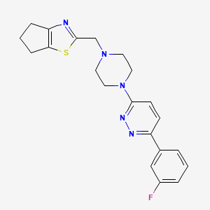 molecular formula C21H22FN5S B12247121 3-[4-({4H,5H,6H-cyclopenta[d][1,3]thiazol-2-yl}methyl)piperazin-1-yl]-6-(3-fluorophenyl)pyridazine 