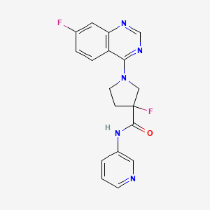 3-fluoro-1-(7-fluoroquinazolin-4-yl)-N-(pyridin-3-yl)pyrrolidine-3-carboxamide