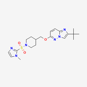 molecular formula C20H28N6O3S B12247215 4-[({2-tert-butylimidazo[1,2-b]pyridazin-6-yl}oxy)methyl]-1-[(1-methyl-1H-imidazol-2-yl)sulfonyl]piperidine 