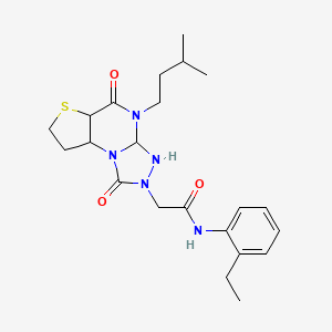 N-(2-ethylphenyl)-2-[8-(3-methylbutyl)-7,12-dioxo-5-thia-1,8,10,11-tetraazatricyclo[7.3.0.0^{2,6}]dodeca-2(6),3,9-trien-11-yl]acetamide