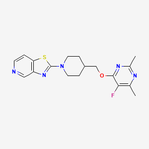 molecular formula C18H20FN5OS B12247250 5-Fluoro-2,4-dimethyl-6-[(1-{[1,3]thiazolo[4,5-c]pyridin-2-yl}piperidin-4-yl)methoxy]pyrimidine 