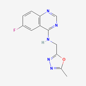 molecular formula C12H10FN5O B12247275 6-fluoro-N-[(5-methyl-1,3,4-oxadiazol-2-yl)methyl]quinazolin-4-amine 